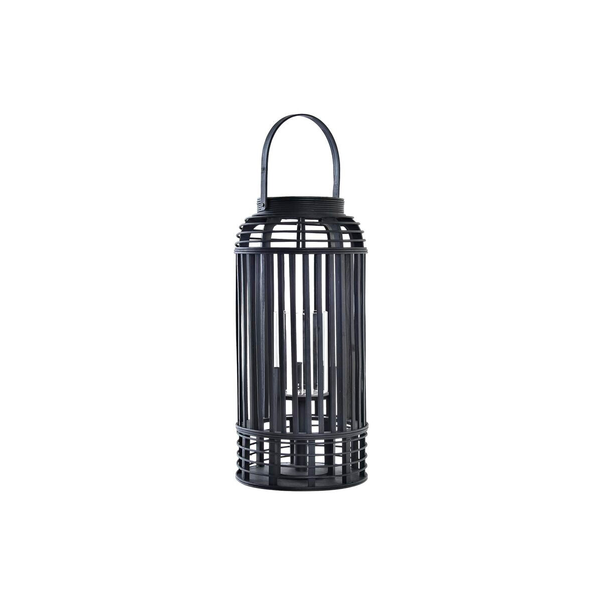Žibintas DKD Home Decor Kristalli Musta Bambu (24 x 24 x 51 cm)