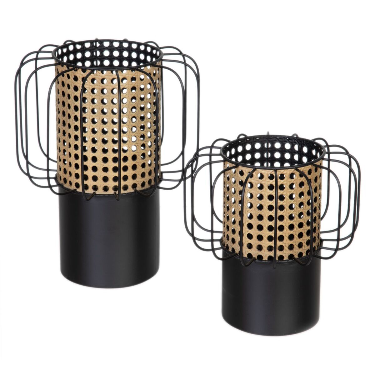 Kynttilänjalka 23 x 23 x 28 cm Luonnollinen Musta Metalli