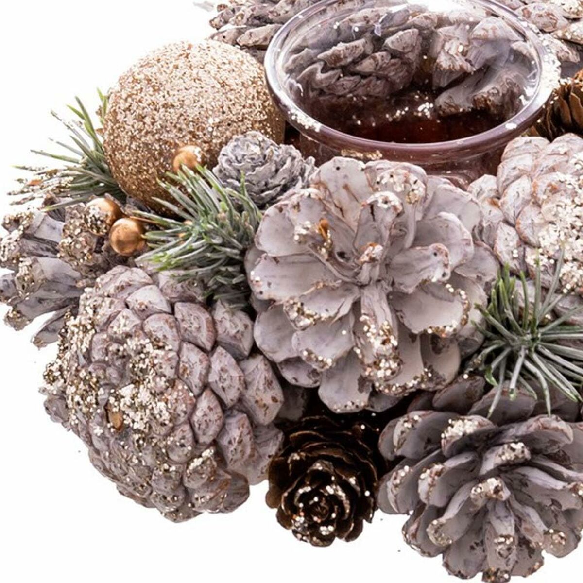 Joulu kynttilänjalka Valkoinen Kullattu Muovinen Foam 19 x 19 x 9 cm