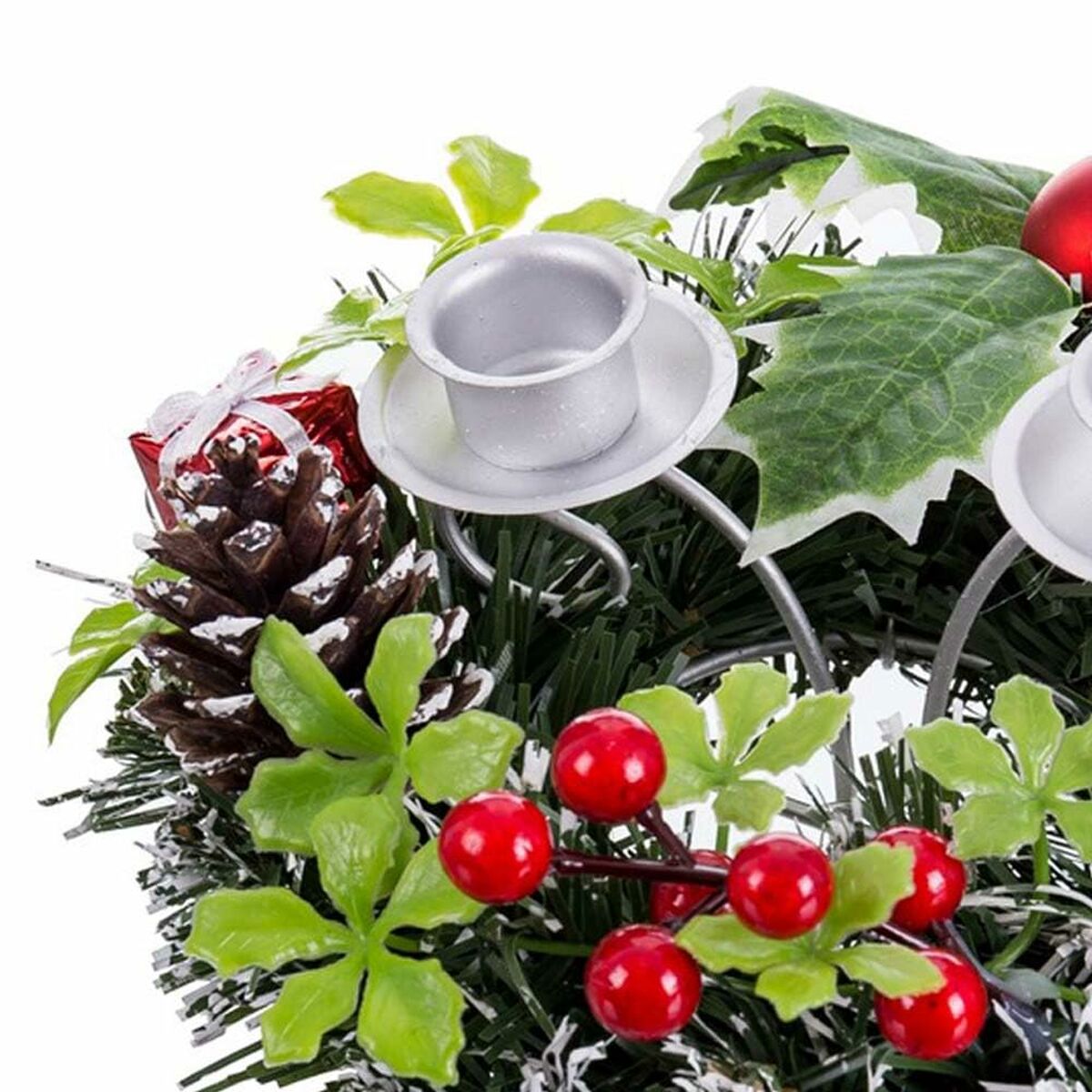 Joulu kynttilänjalka Punainen Monivärinen Metalli Muovinen 15 cm