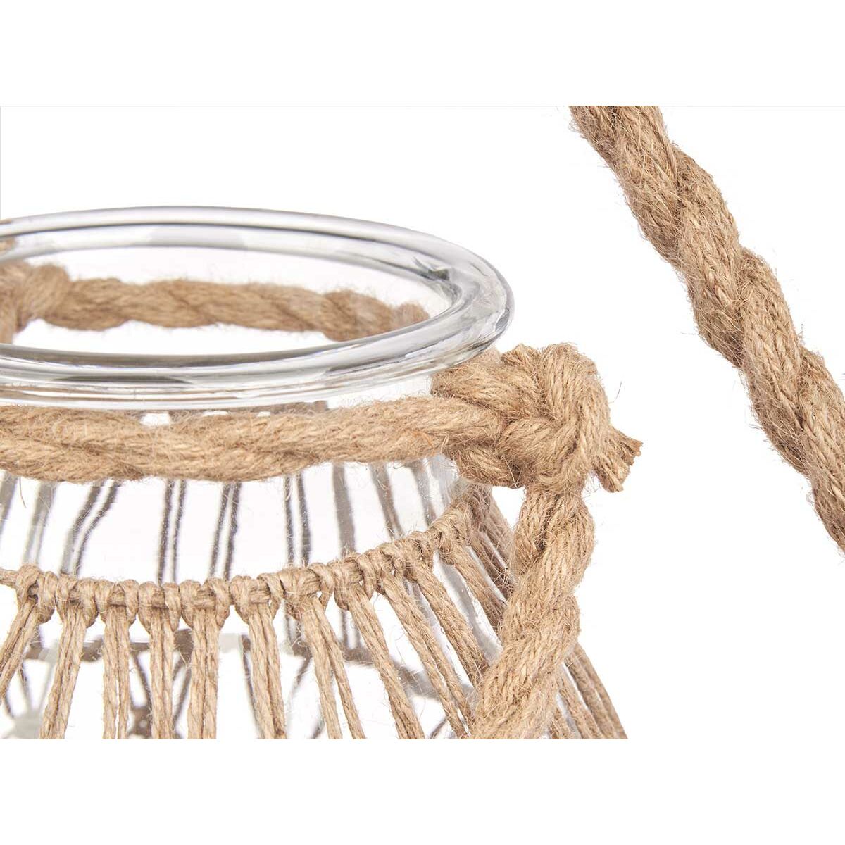 Kynttilänjalka Purkki Läpinäkyvä Luonnollinen Lasi Köysi 20 x 30 cm (4 osaa)