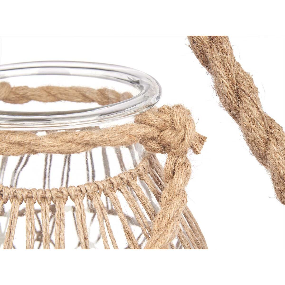 Kynttilänjalka Purkki Läpinäkyvä Luonnollinen Lasi Köysi 17 x 25 cm (4 osaa)