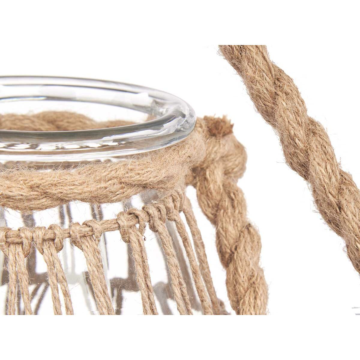 Kynttilänjalka Purkki Läpinäkyvä Luonnollinen Lasi Köysi 14 x 21 cm (6 osaa)