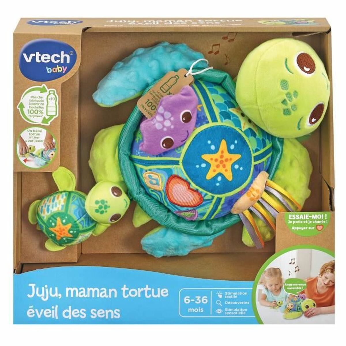 Pehmolelu Vtech Baby  Juju, Mother Turtle  + 6 kuukautta Kierrätetty Musikaalinen