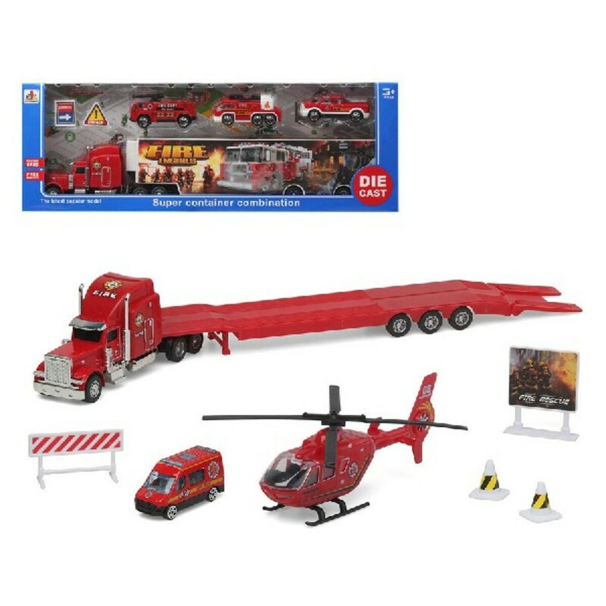 Playset Super Container Fire Autonkuljetusajoneuvo 39 x 14 cm