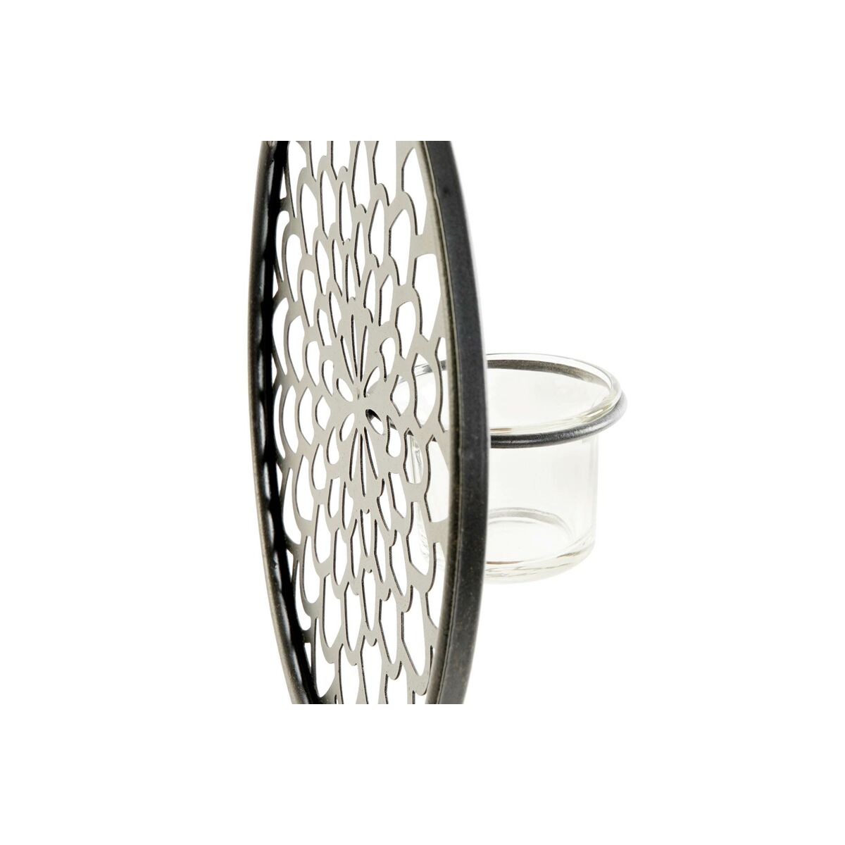 Kynttilänjalka DKD Home Decor Kristalli Musta Metalli Puu Ruskea 20 x 20 x 36 cm