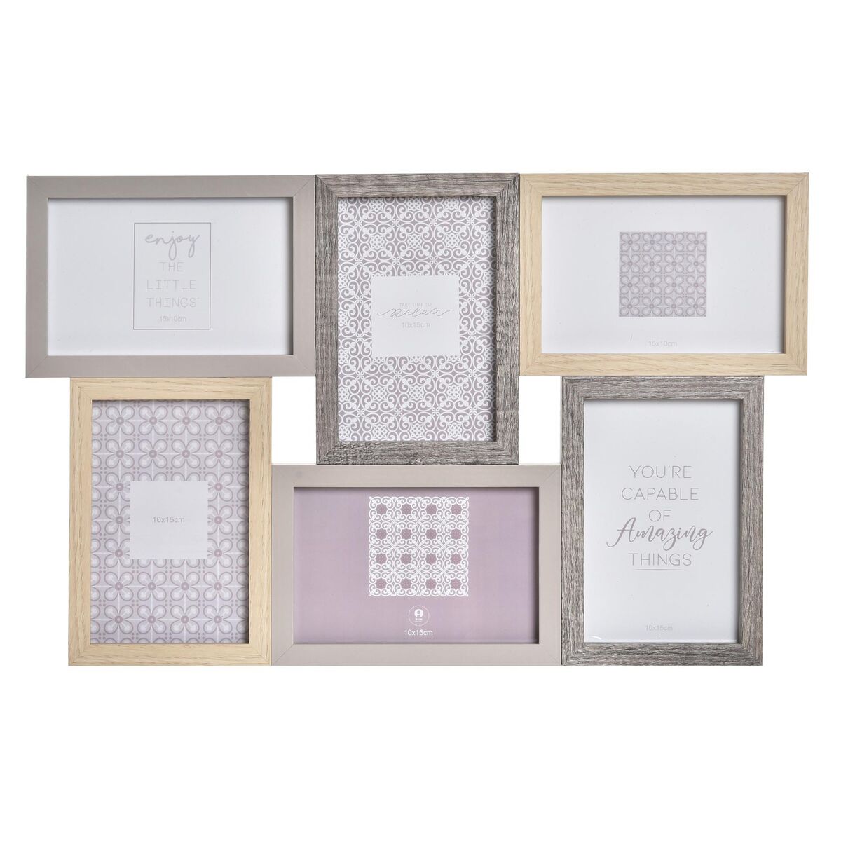 Kuvakehys DKD Home Decor Harmaa Luonnollinen Puu Kristalli Klassinen Boho 45 x 2 x 28 cm