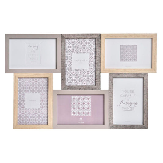 Kuvakehys DKD Home Decor Harmaa Luonnollinen Puu Kristalli Klassinen Boho 45 x 2 x 28 cm