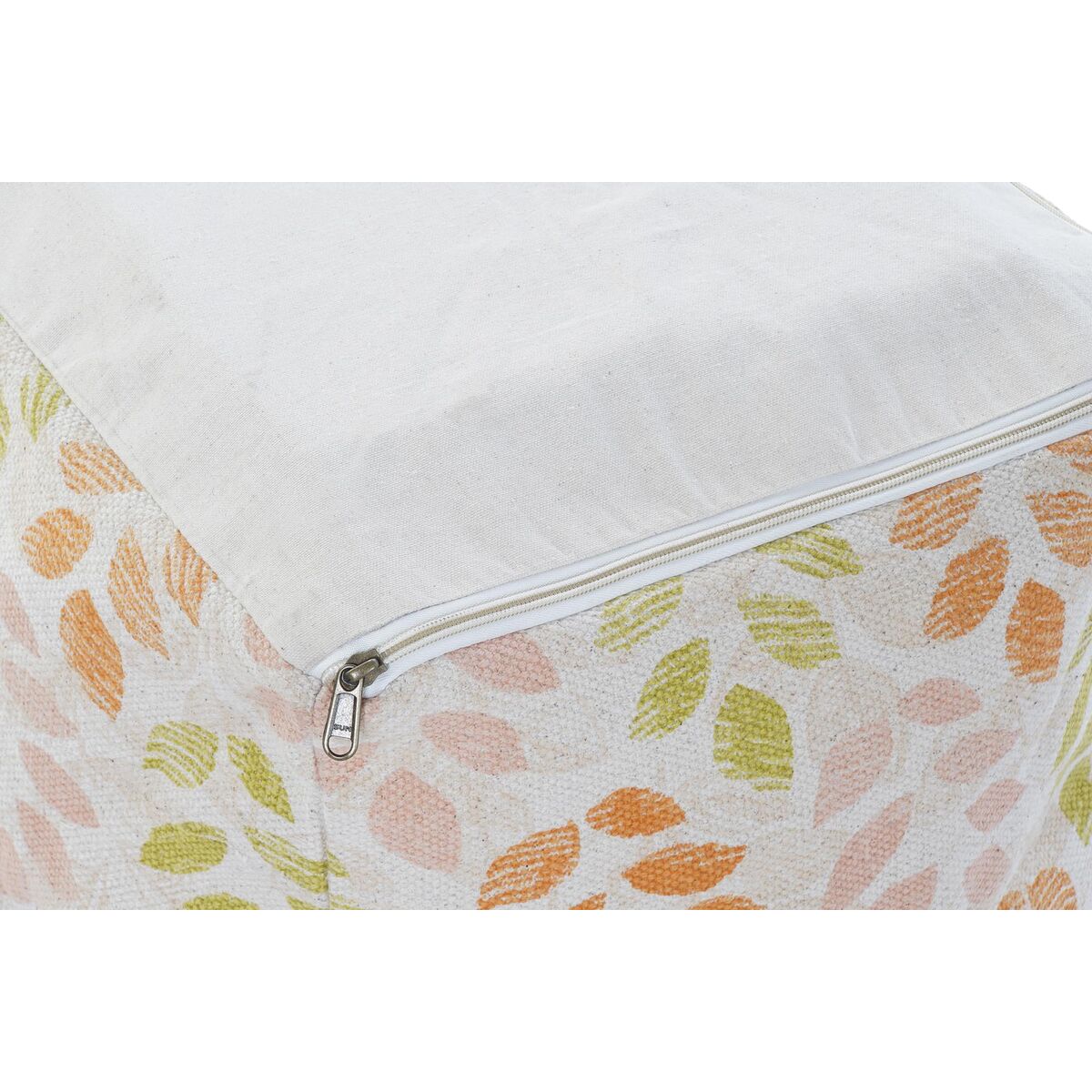 Floor cushion DKD Home Decor Beige Kasvien lehtiä Shabby Chic 40 x 40 x 40 cm