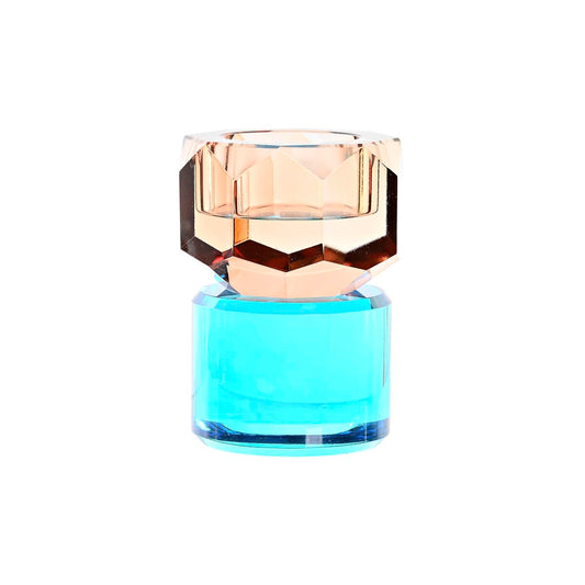 Kynttilänjalka DKD Home Decor Vihreä Meripihka Kaksivärinen Kristalli 7 x 7 x 9 cm