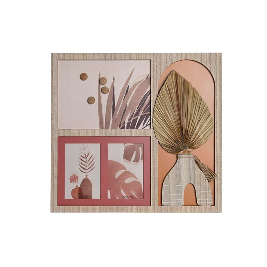 Kuvakehys DKD Home Decor 43 x 1,2 x 40 cm Luonnollinen Monivärinen Puu MDF Boho