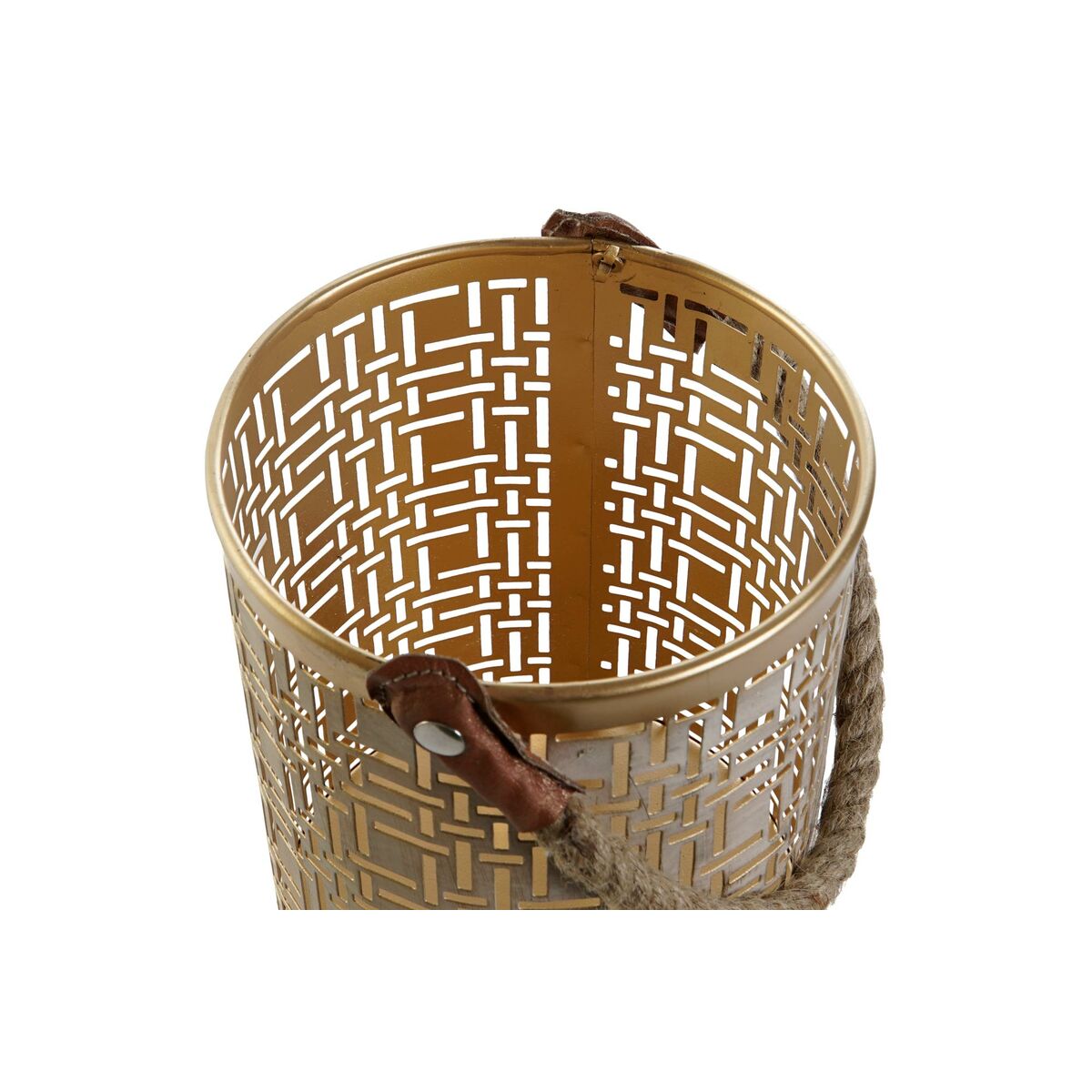 Tablettisetti DKD Home Decor Valkoinen Kullattu Juutti Metalli 25 x 25 x 35 cm (3 osaa)