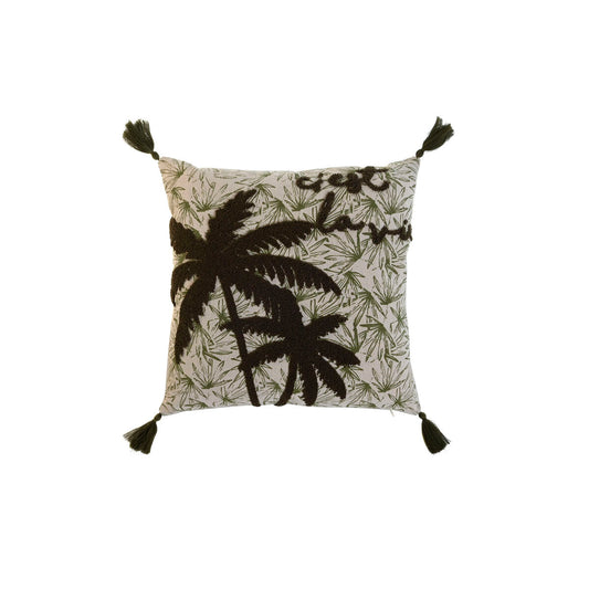 Tyyny Home ESPRIT Vihreä Beige Palmut Boho 45 x 5 x 45 cm