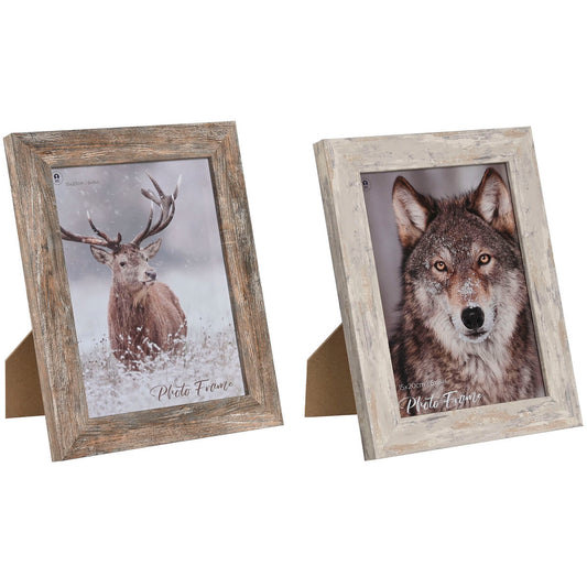 Kuvakehys Home ESPRIT Valkoinen Luonnollinen Kristalli polystyreeni Skandinaavinen 19,5 x 2 x 24,5 cm (2 osaa)