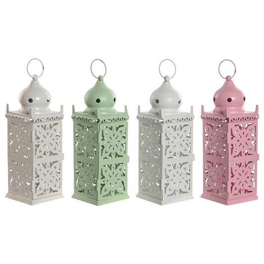 Žibintas Home ESPRIT Valkoinen Vihreä Pinkki Rauta Itämainen 10 x 10 x 30 cm (4 osaa)