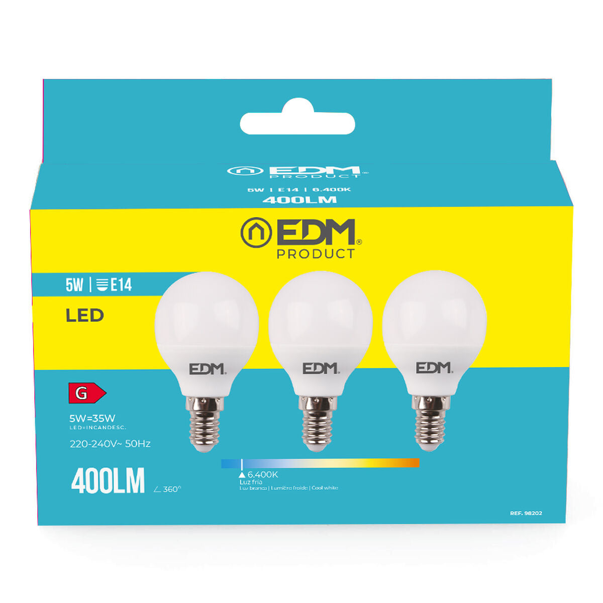 LED-lamppu EDM 5 W E14 G 400 lm (6400K)