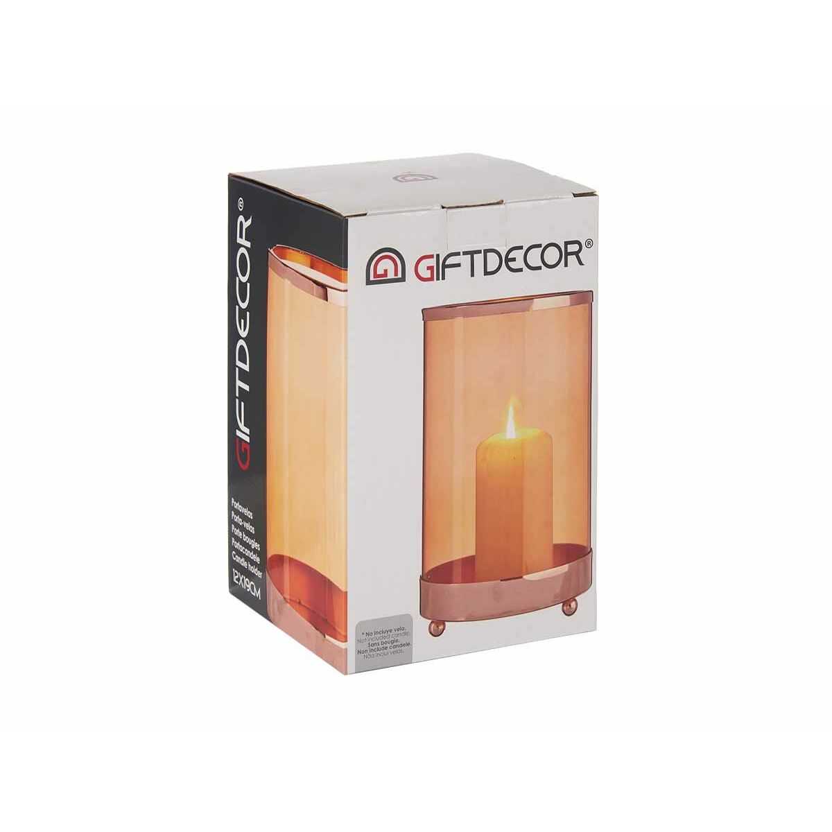 Kynttilänjalka Kupari Meripihka Sylinteri 12,2 x 19,5 x 12,2 cm Metalli Lasi