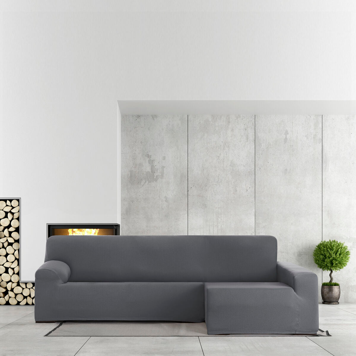 Sohvapöydän päällinen, jossa on pitkä oikea käsivarsi Eysa BRONX Tumman harmaa 170 x 110 x 310 cm