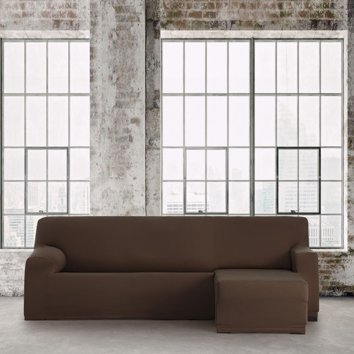 Sohvapöydän päällinen, jossa on lyhyt oikea käsivarsi Eysa BRONX Ruskea 110 x 110 x 310 cm