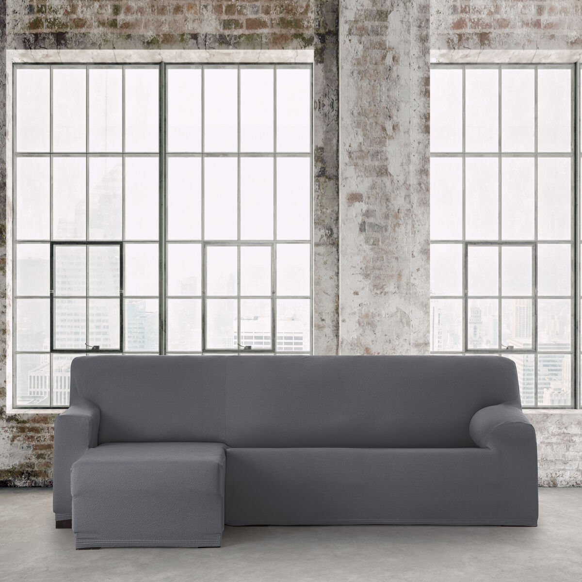 Sohvapöydän päällinen, jossa on lyhyt vasen käsivarsi Eysa BRONX Tumman harmaa 110 x 110 x 310 cm
