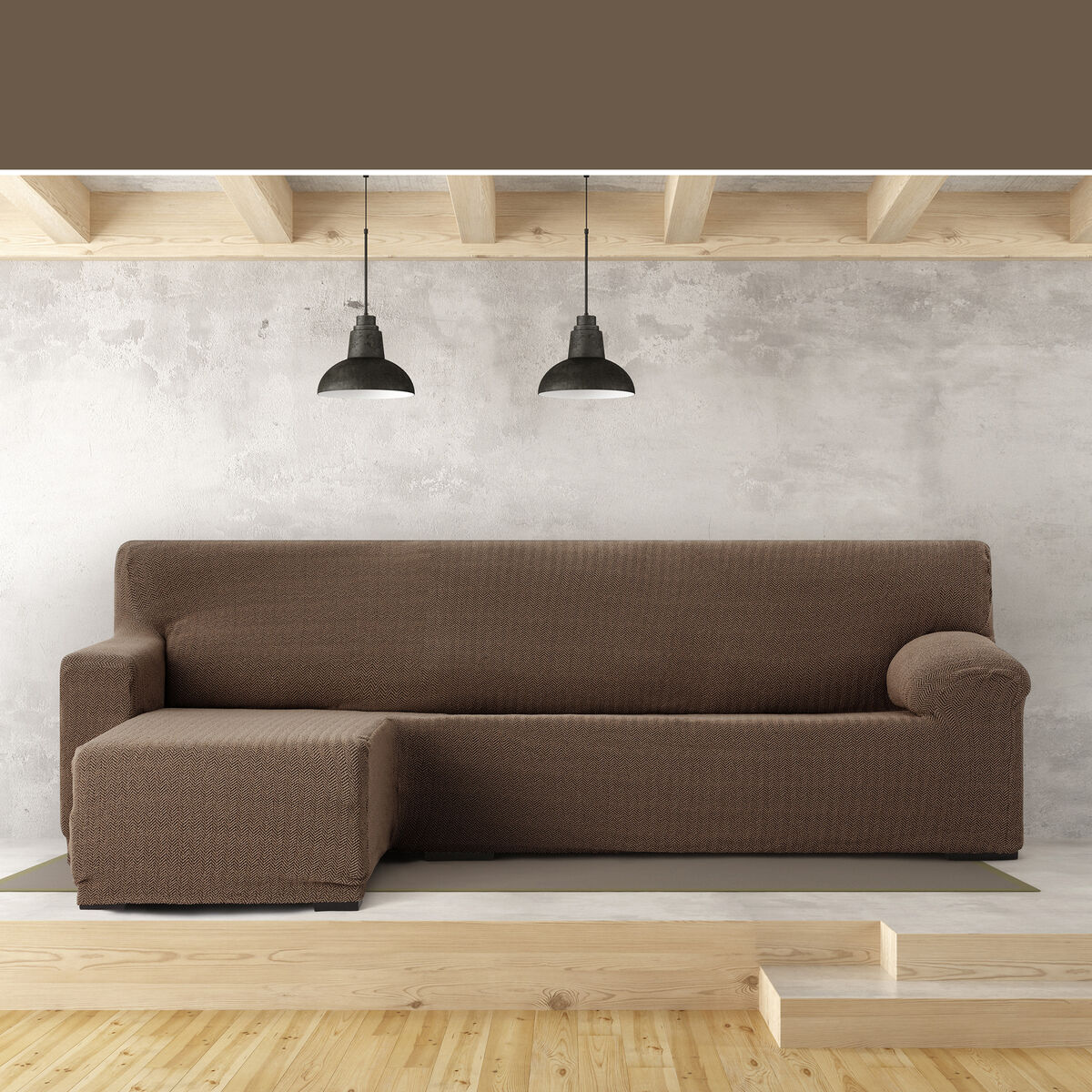 Sohvapöydän päällinen, jossa on lyhyt vasen käsivarsi Eysa JAZ Ruskea 120 x 120 x 360 cm