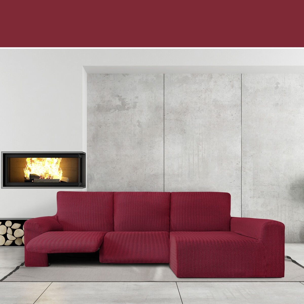 Sohvapöydän päällinen, jossa on pitkä oikea käsivarsi Eysa JAZ Burgundi 180 x 120 x 360 cm
