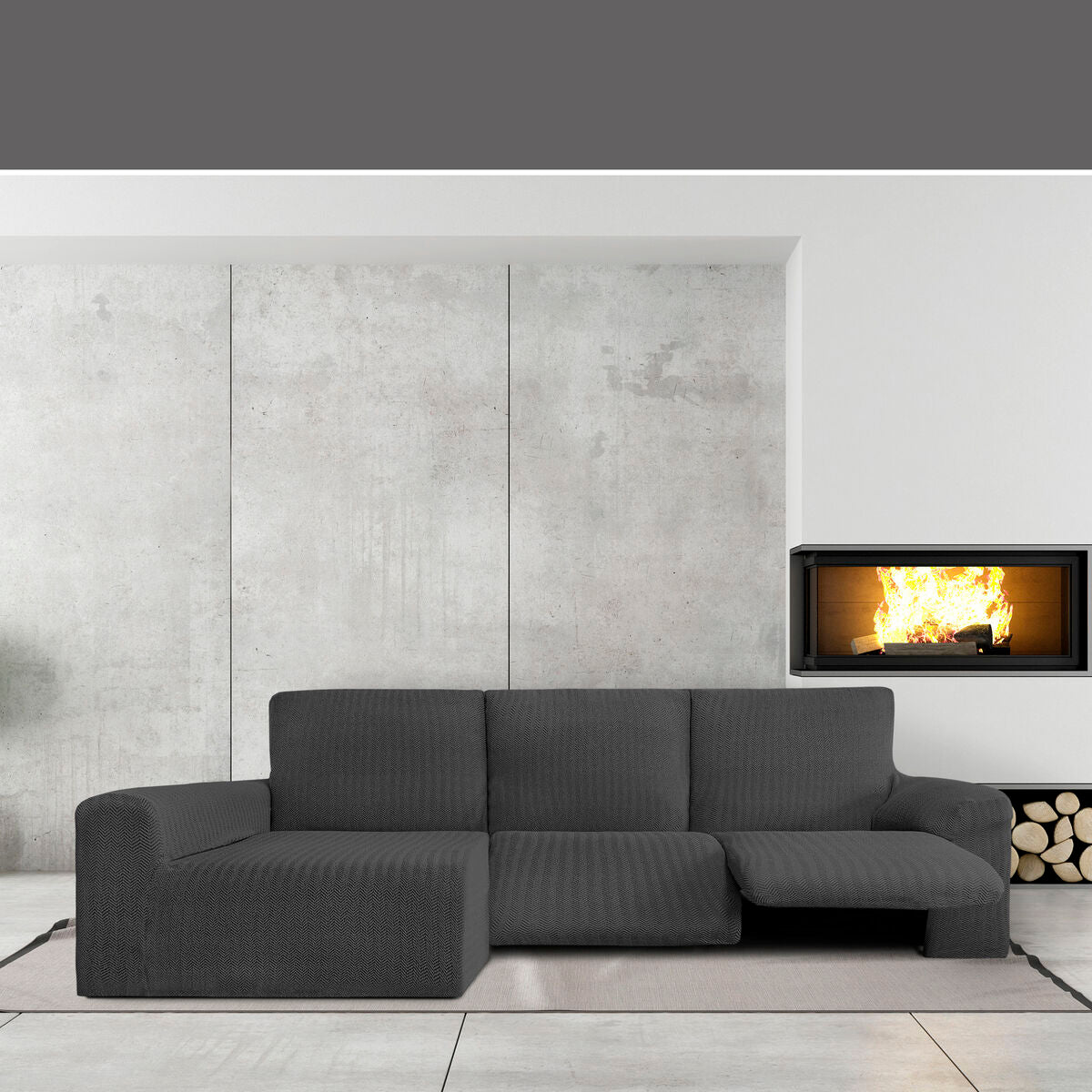 Sohvapöydän päällinen, jossa on lyhyt pitkä vasen käsivarsi Eysa JAZ Tumman harmaa 180 x 120 x 360 cm