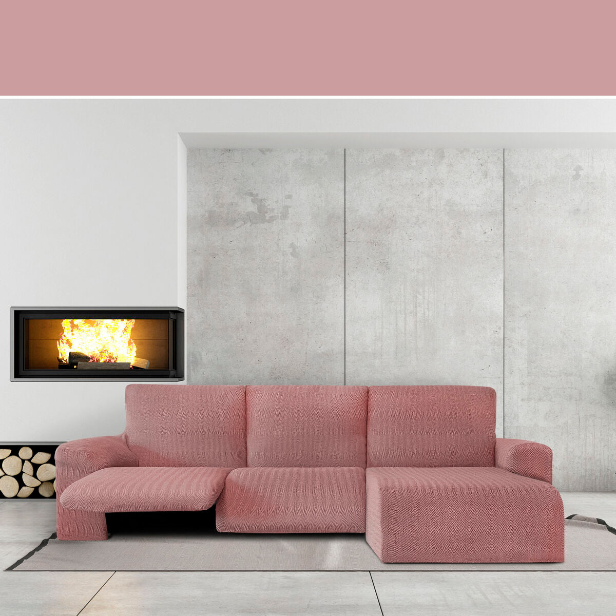 Sohvapöydän päällinen, jossa on lyhyt oikea käsivarsi Eysa JAZ Pinkki 120 x 120 x 360 cm