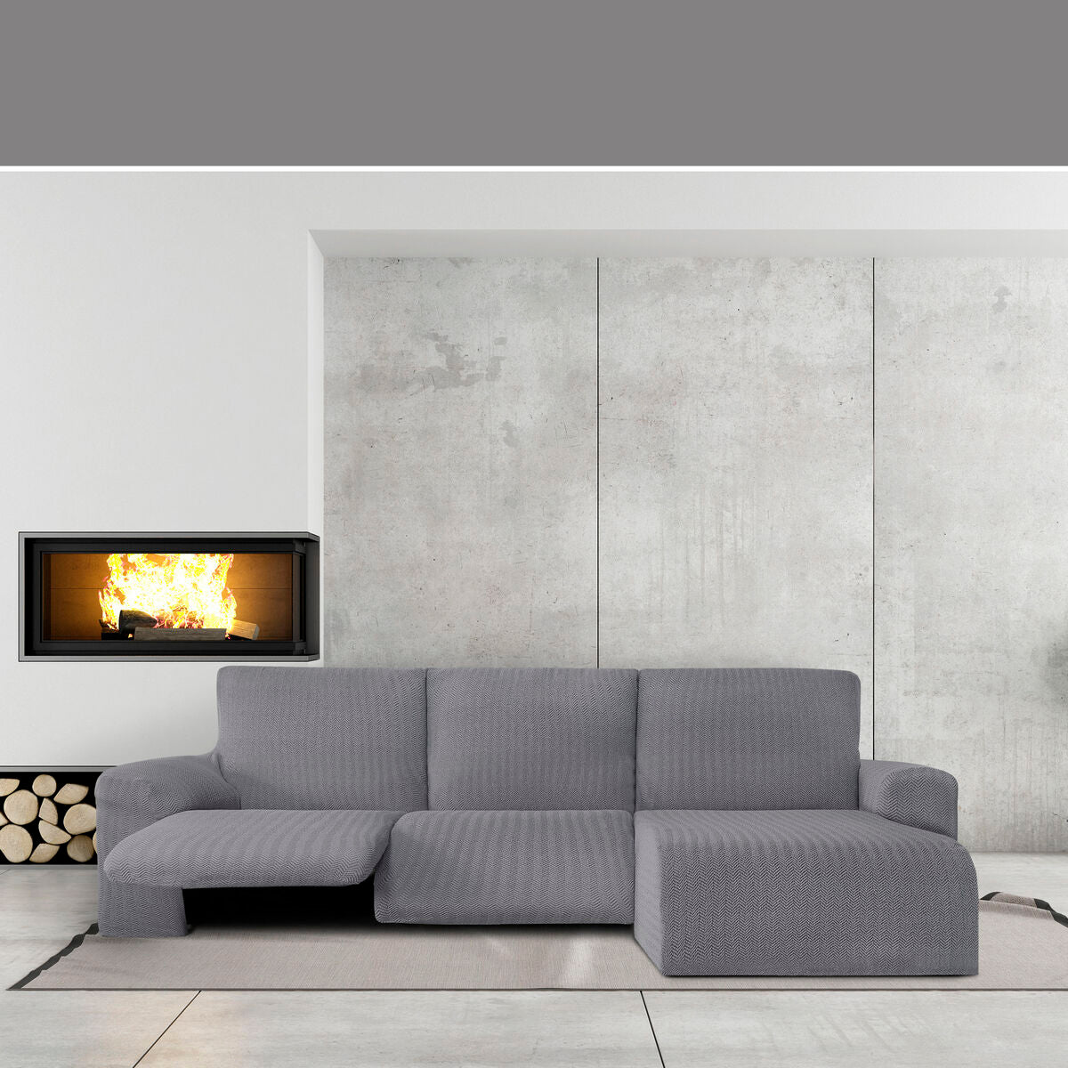 Sohvapöydän päällinen, jossa on lyhyt oikea käsivarsi Eysa JAZ Harmaa 120 x 120 x 360 cm