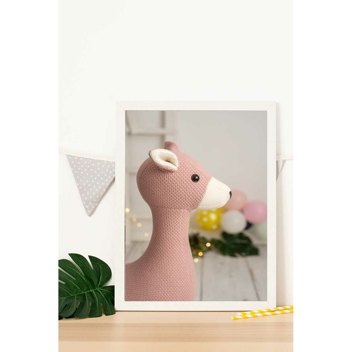 Maalaus Crochetts Monivärinen Pinkki 33 x 43 x 2 cm Peura