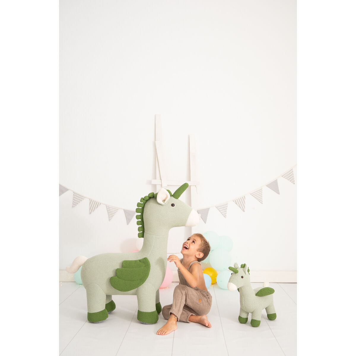 Pehmolelu Crochetts AMIGURUMIS PACK Vihreä Yksisarvinen 51 x 26 x 42 cm 98 x 33 x 88 cm 2 Kappaletta