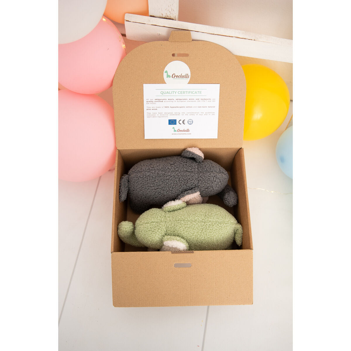 Pehmolelu Crochetts Vihreä Norsu 27 x 13 x 11 cm 2 Kappaletta