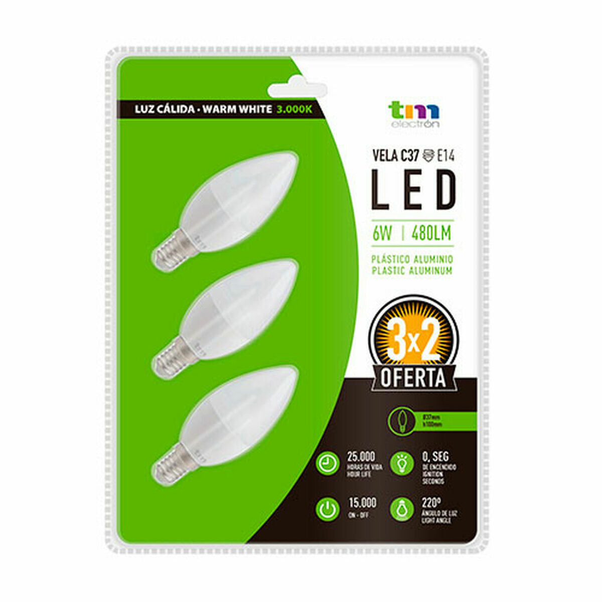 LED-lamppu TM Electron E14 3000 K