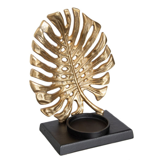 Kynttilänjalka 16 x 11 x 26 cm Musta Kullattu Metalli