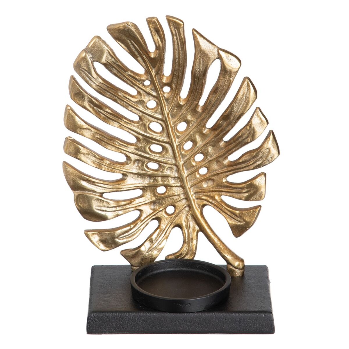 Kynttilänjalka 16 x 11 x 26 cm Musta Kullattu Metalli