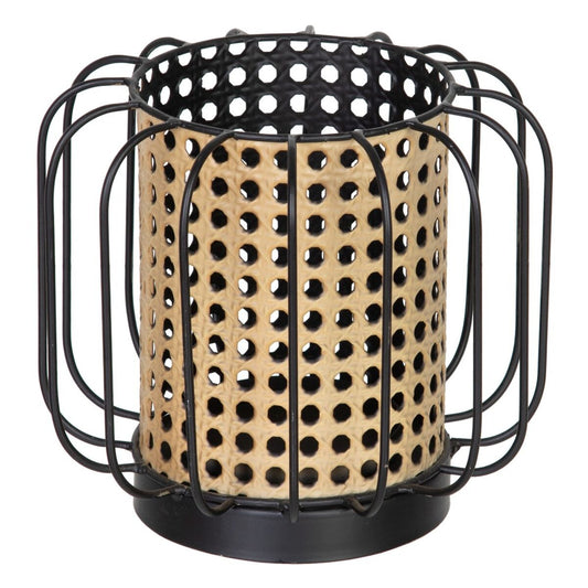 Kynttilänjalka 18,5 x 18,5 x 16,5 cm Luonnollinen Musta Metalli