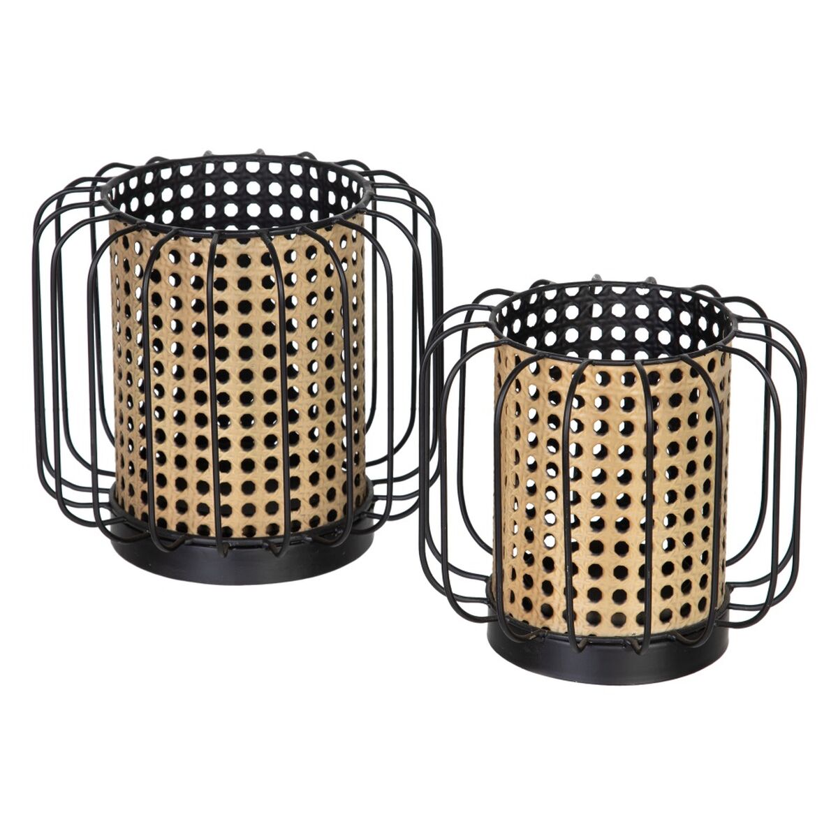 Kynttilänjalka 18,5 x 18,5 x 16,5 cm Luonnollinen Musta Metalli