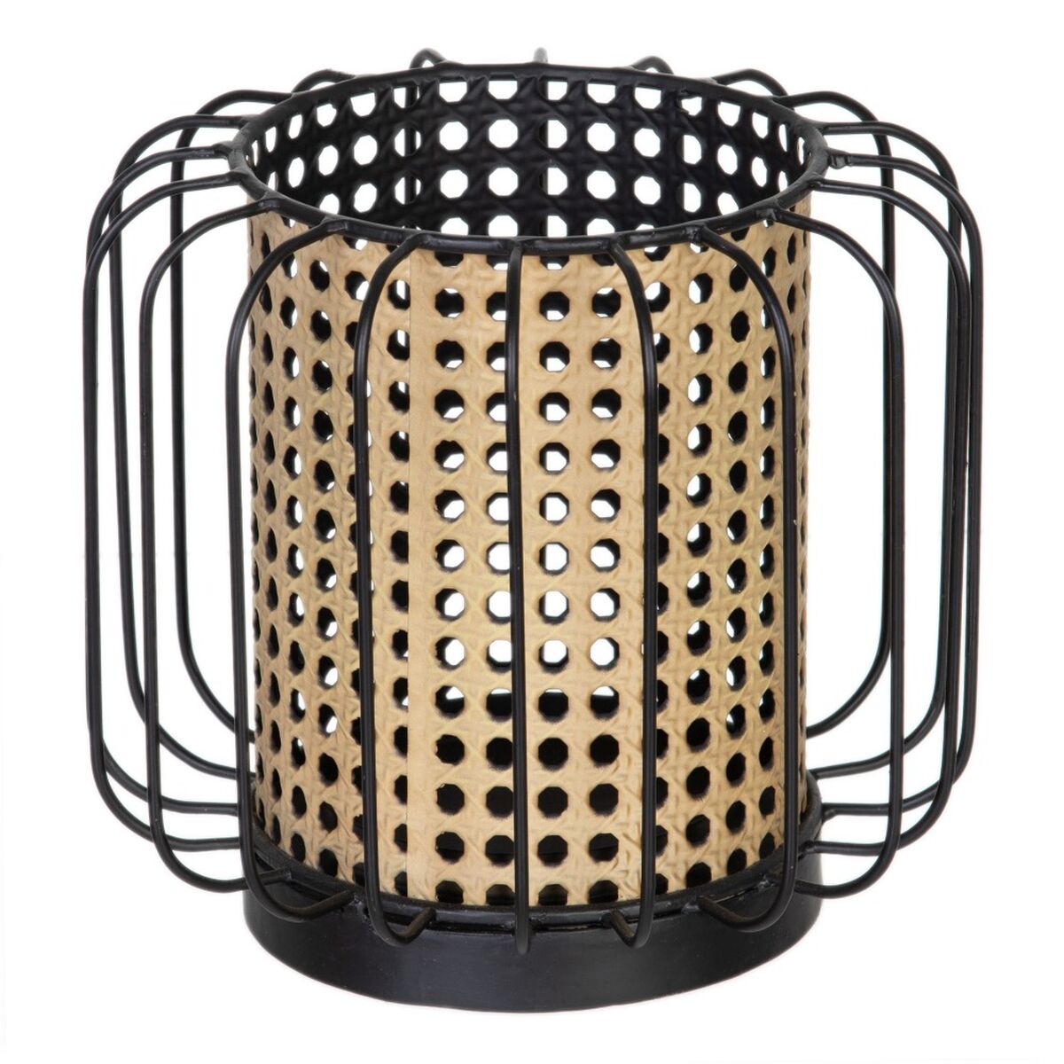 Kynttilänjalka 21,5 x 21,5 x 19 cm Luonnollinen Musta Metalli