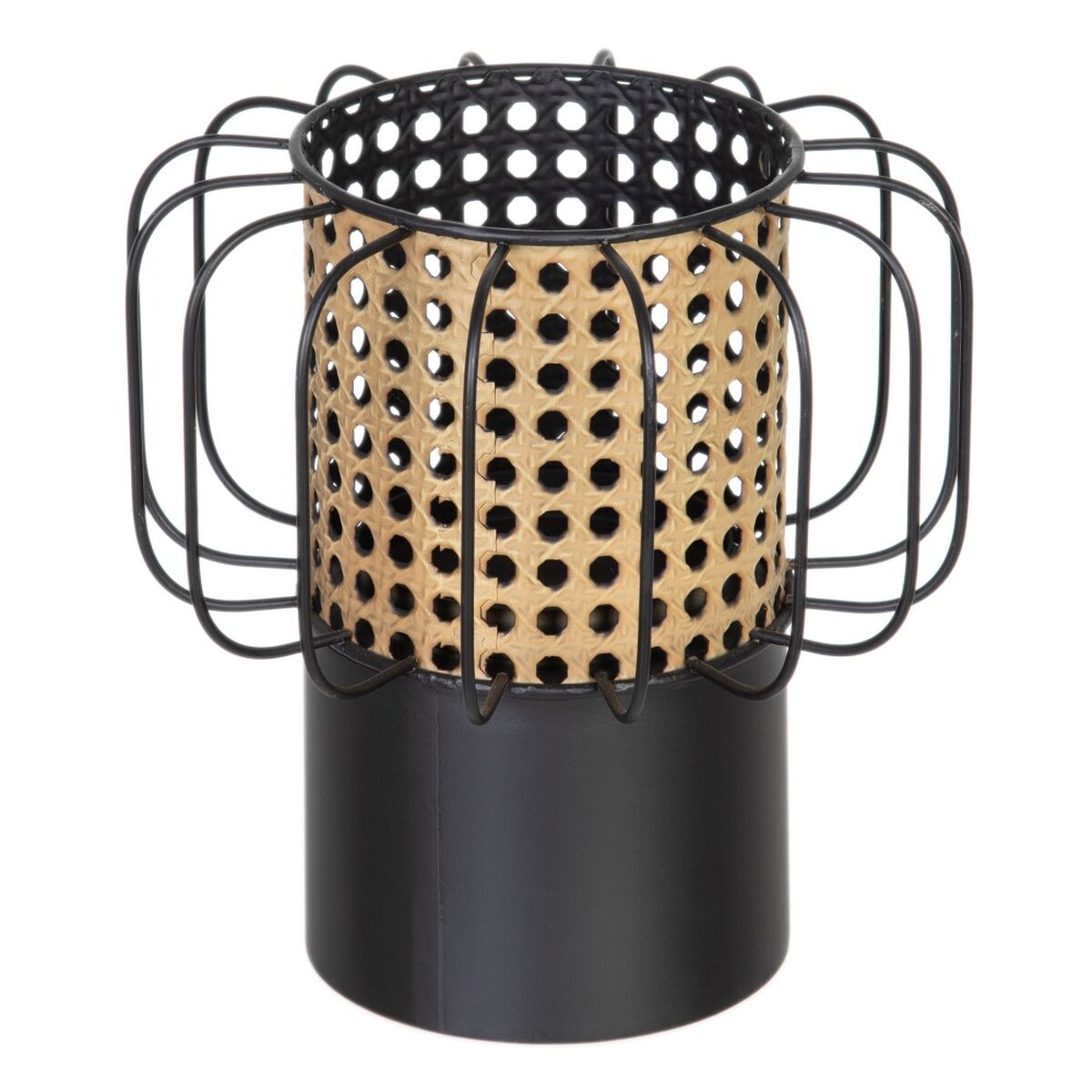 Kynttilänjalka 20 x 20 x 21 cm Luonnollinen Musta Metalli