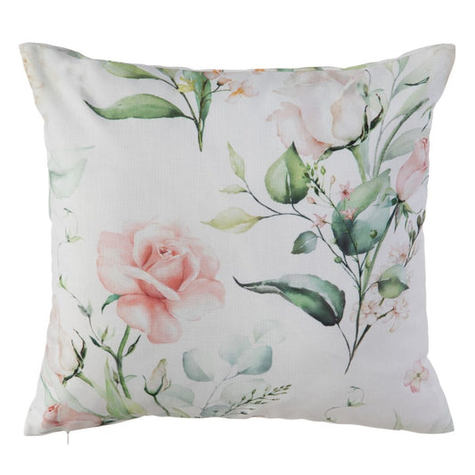 Tyyny Valkoinen Ruusulla 45 x 45 cm