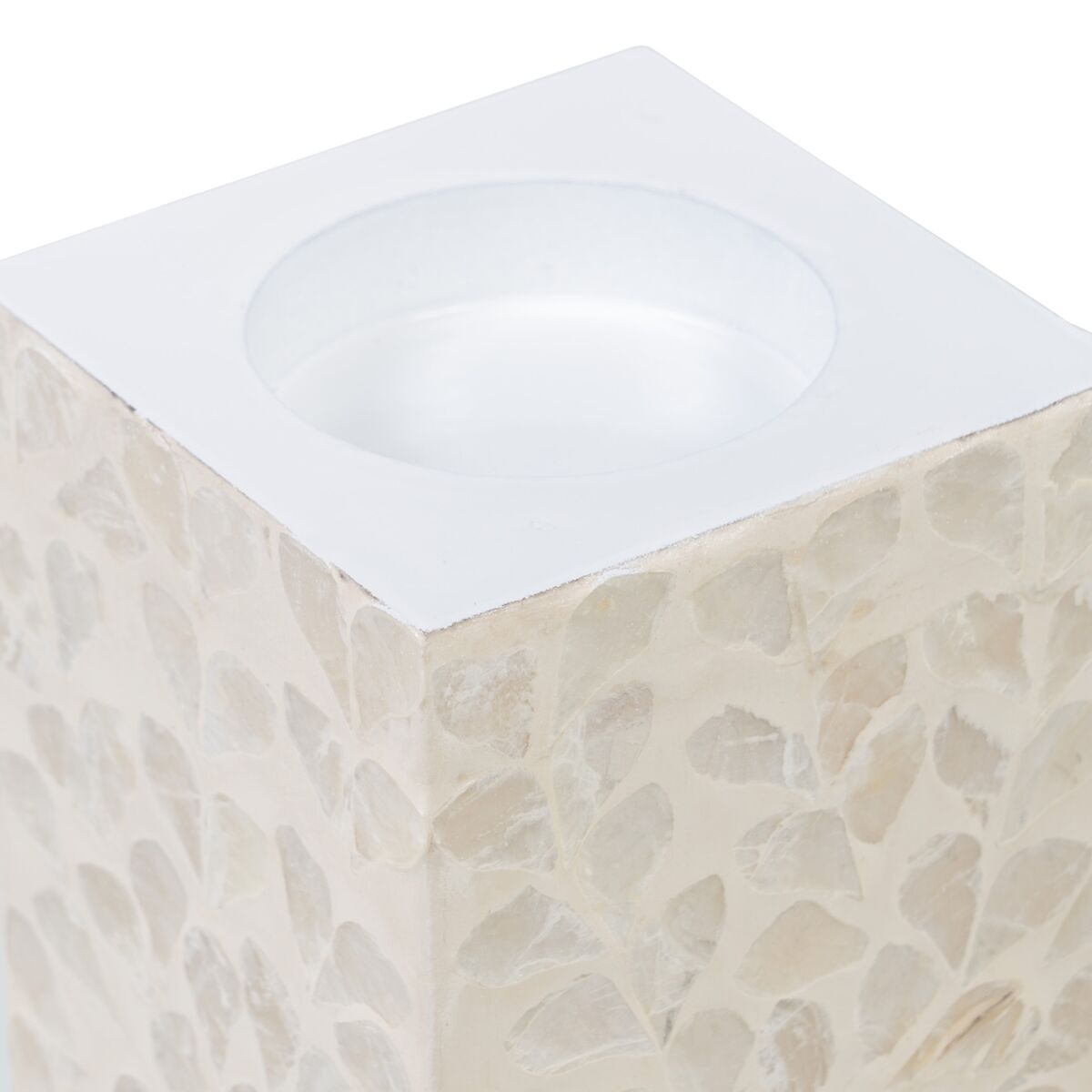 Kynttilänjalka Beige Helmiäinen Puu MDF 10,5 x 10,5 x 21 cm