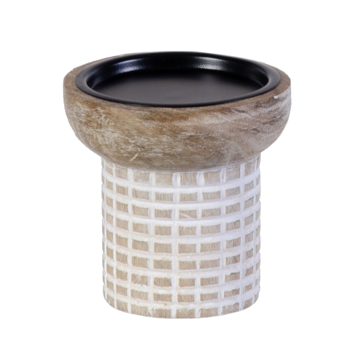 Kynttilänjalka 10,5 x 10,5 x 25 cm Valkoinen Mangopuu (3 osaa)