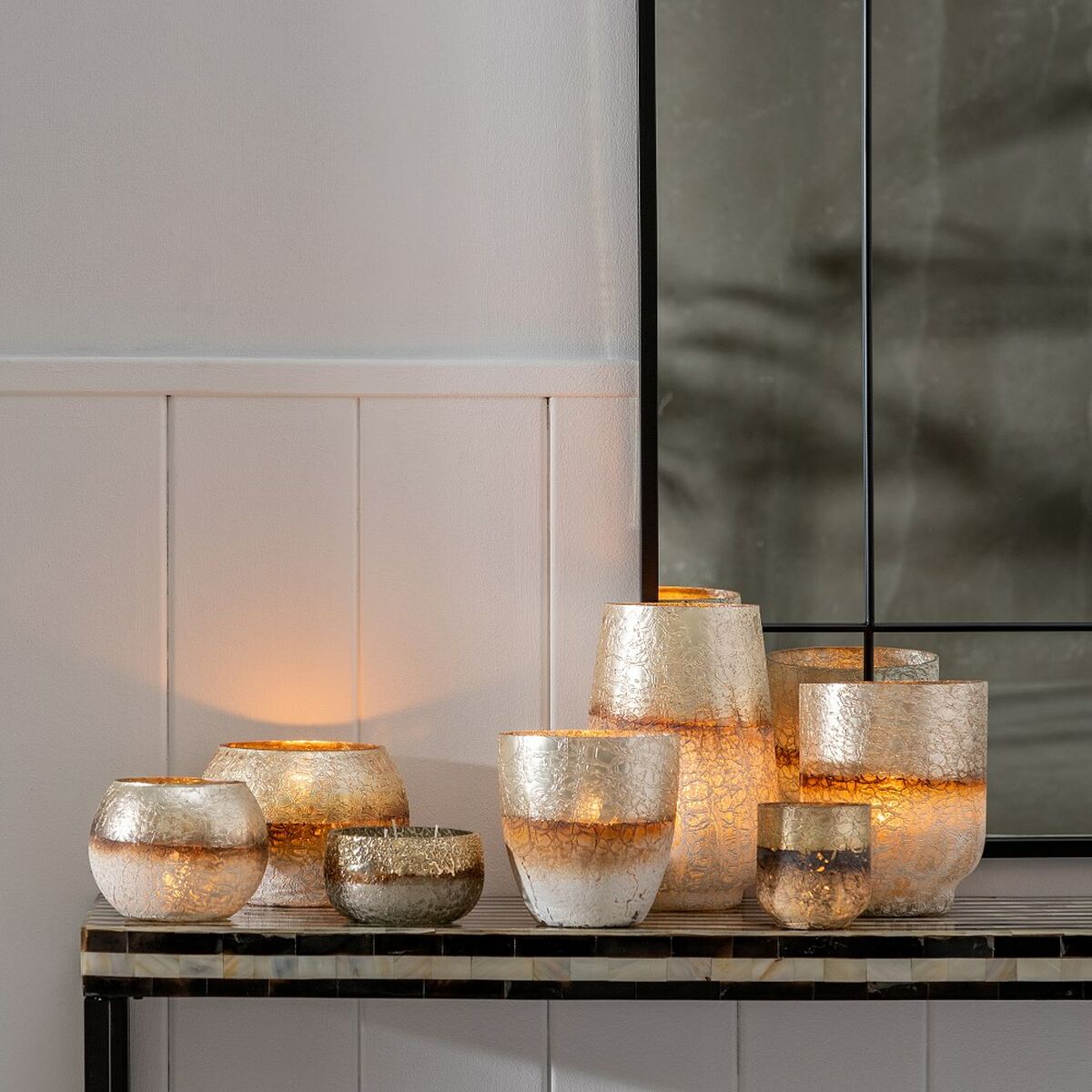 Kynttilänjalka 16 x 16 x 15 cm Kristalli Harmaa Valkoinen