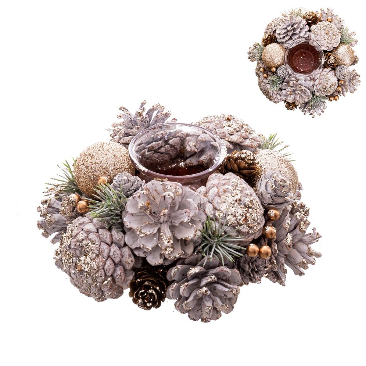 Joulu kynttilänjalka Valkoinen Kullattu Muovinen Foam 19 x 19 x 9 cm