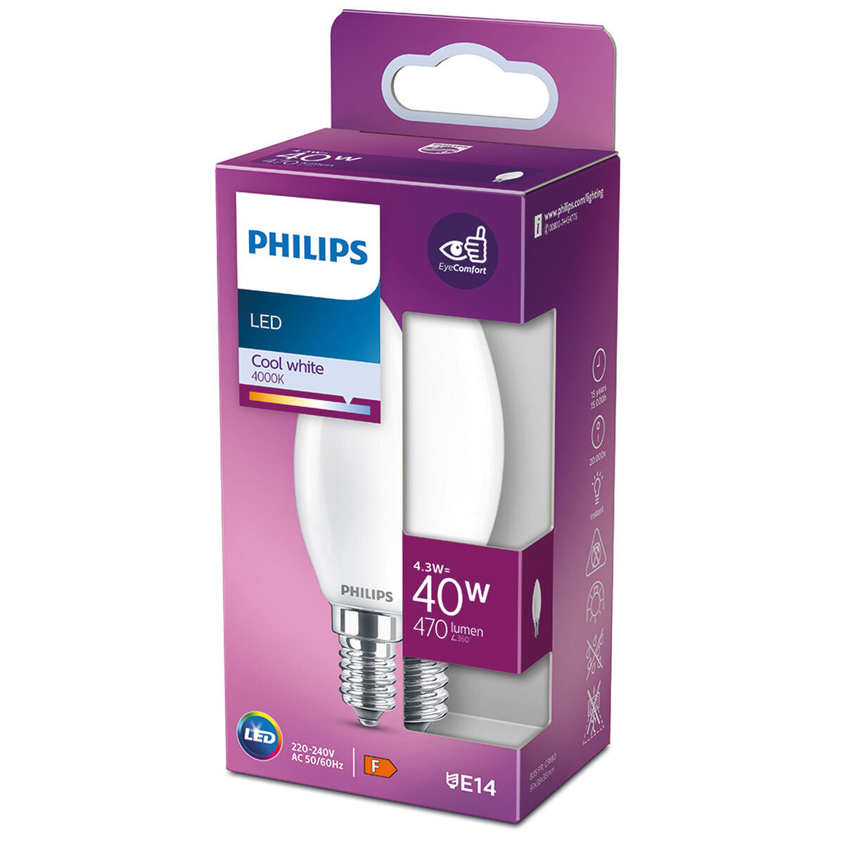 LED-lamppu Philips 3,5 x 9,7 cm E14 470 lm 4,3 W (4000 K)
