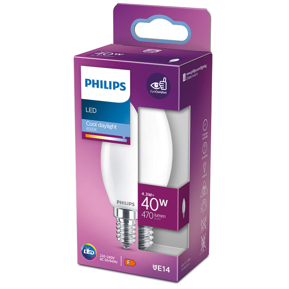 LED-lamppu Philips 3,5 x 9,7 cm E14 470 lm 4,3 W (6500 K)