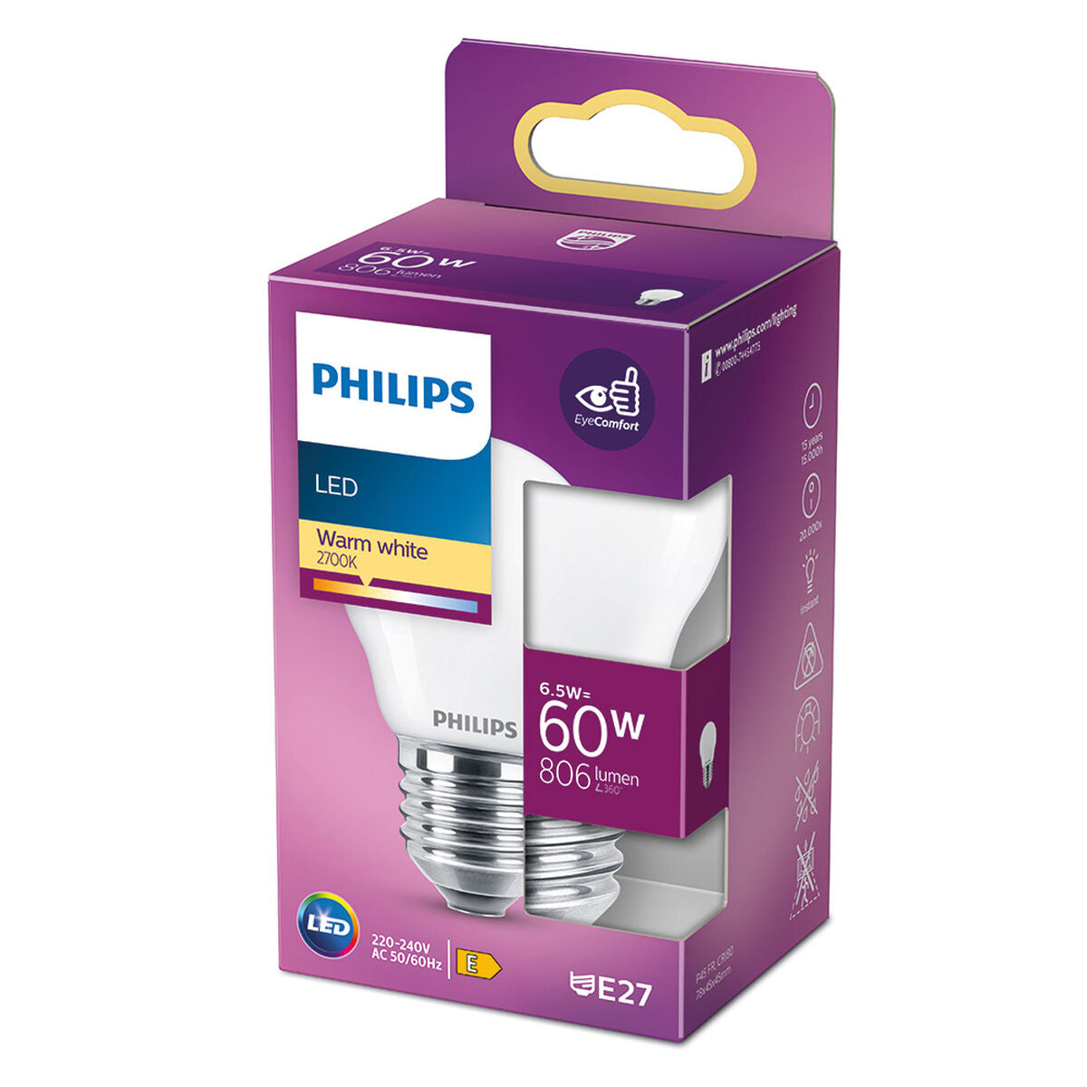 LED-lamppu Philips 8718699762858 4,5 x 7,8 cm E27 E 6,5 W 806 lm (2700 K)