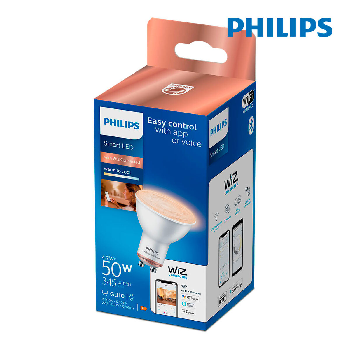 LED spottivalopolttimo Philips Wiz 345 lm 4,7 W GU10 (2700 K) (6500 K)