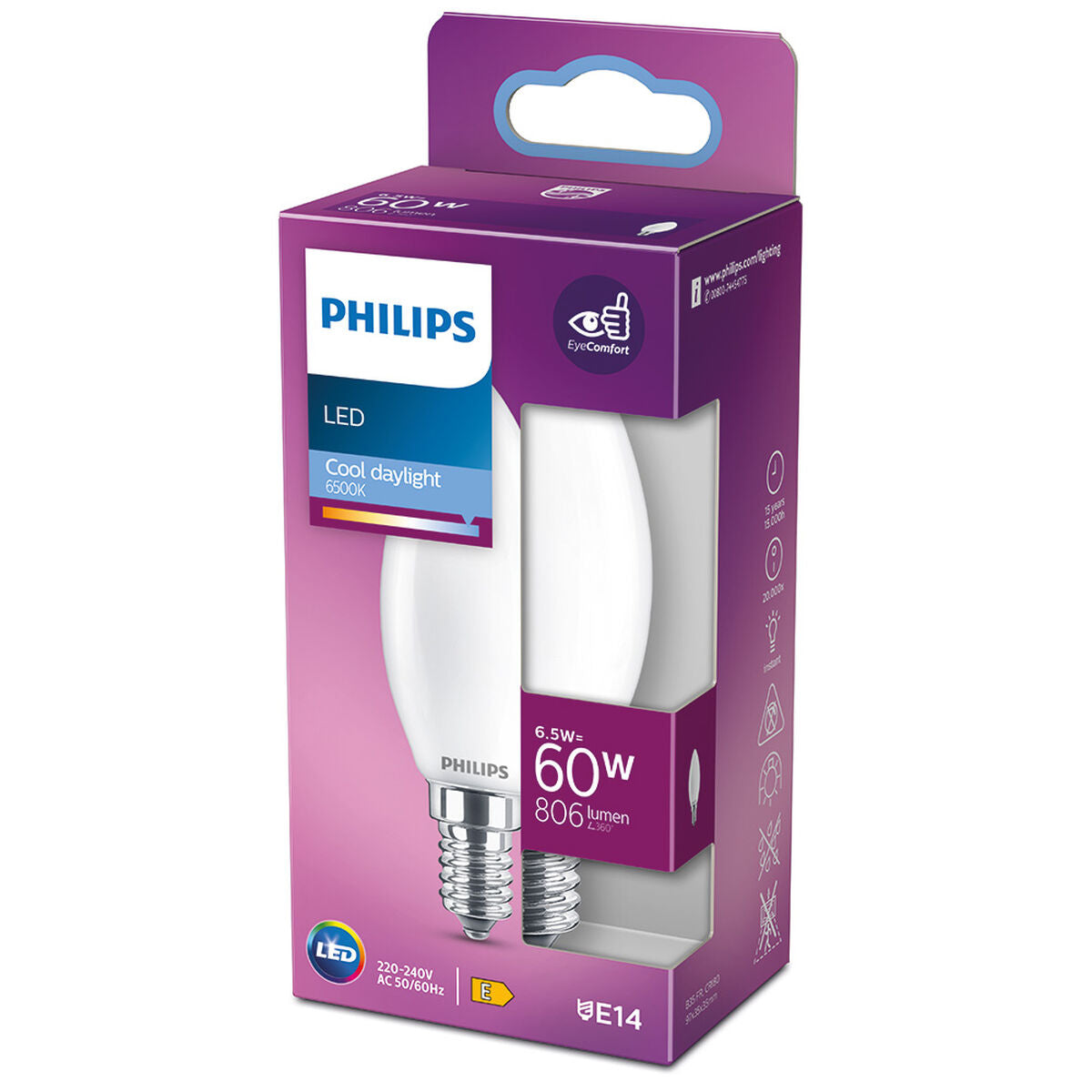 LED-lamppu Philips 3,5 x 9,7 cm E14 6,5 W 806 lm (6500 K)