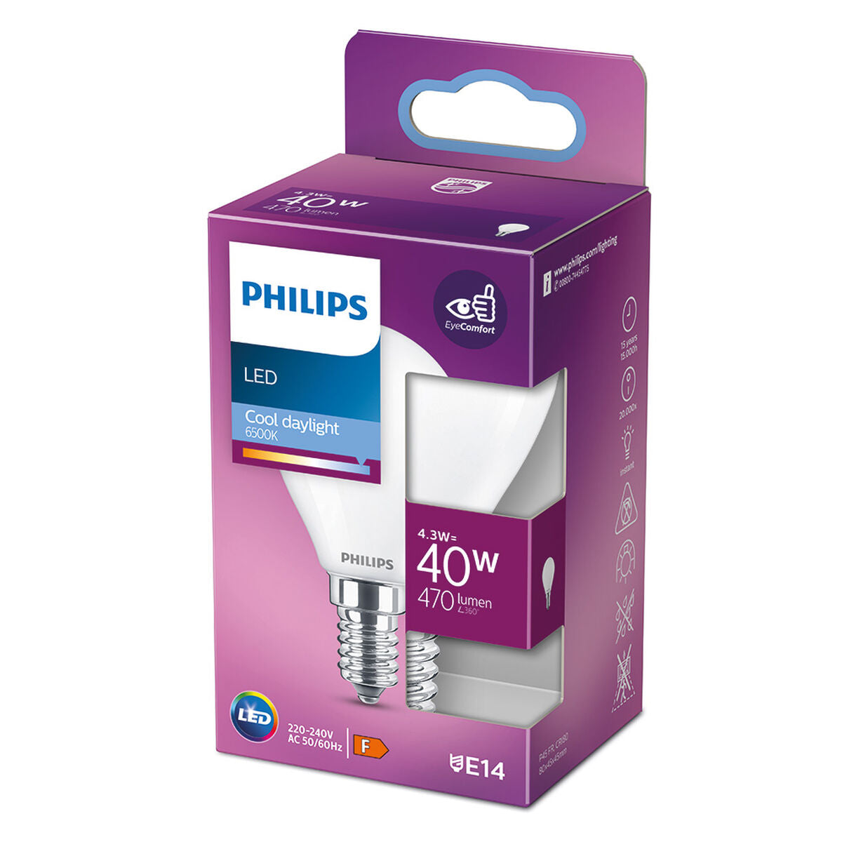 LED-lamppu Philips 4,5 x 8,2 cm E14 470 lm 4,3 W (6500 K)